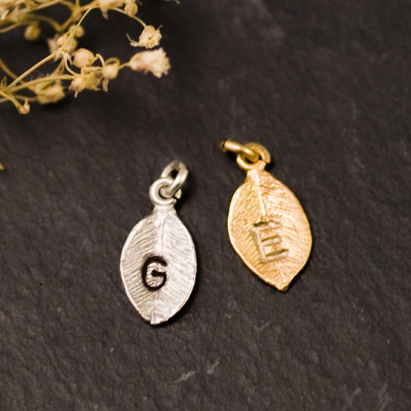 Add on Personalized Leaf Charm - Personalized Birthstone Initial Necklaces