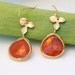 Faceted Bezel set Carnelian drops in 22k Gold Vermeil earrings - Mother's Day Gift