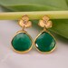 Bezel Set Green Onyx Earrings - Gold Earrings - Bridal Jewelry - Gemstone Earrings - Mother's Day Gift