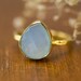 Aqua Blue Chalcedony Stacking Ring - Gemstone Ring - Gold Ring - Bezel Set Ring Mother's Day Gift