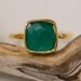 Cushion cut Green Onyx Ring - Gemstone Ring - Gold Ring - Bezel Set Ring - Stackable ring - Mother's Day Gift