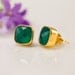 Cushion cut Green Onyx Ring - Gemstone Ring - Gold Ring - Bezel Set Ring - Stackable ring - Mother's Day Gift