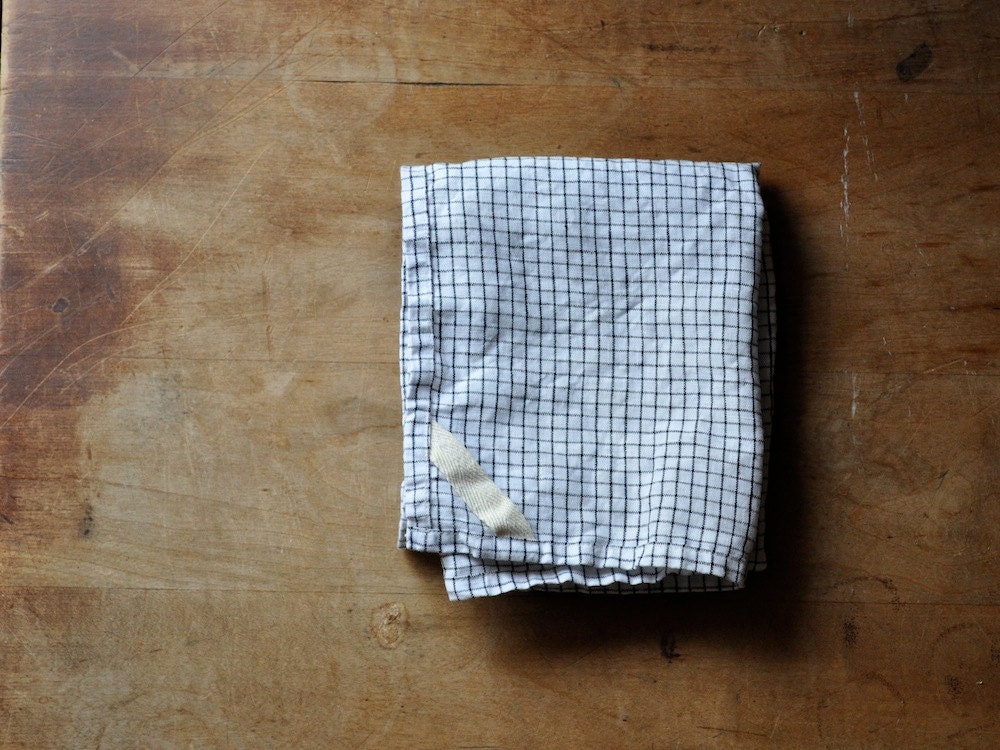 DISH TOWEL - linen black check