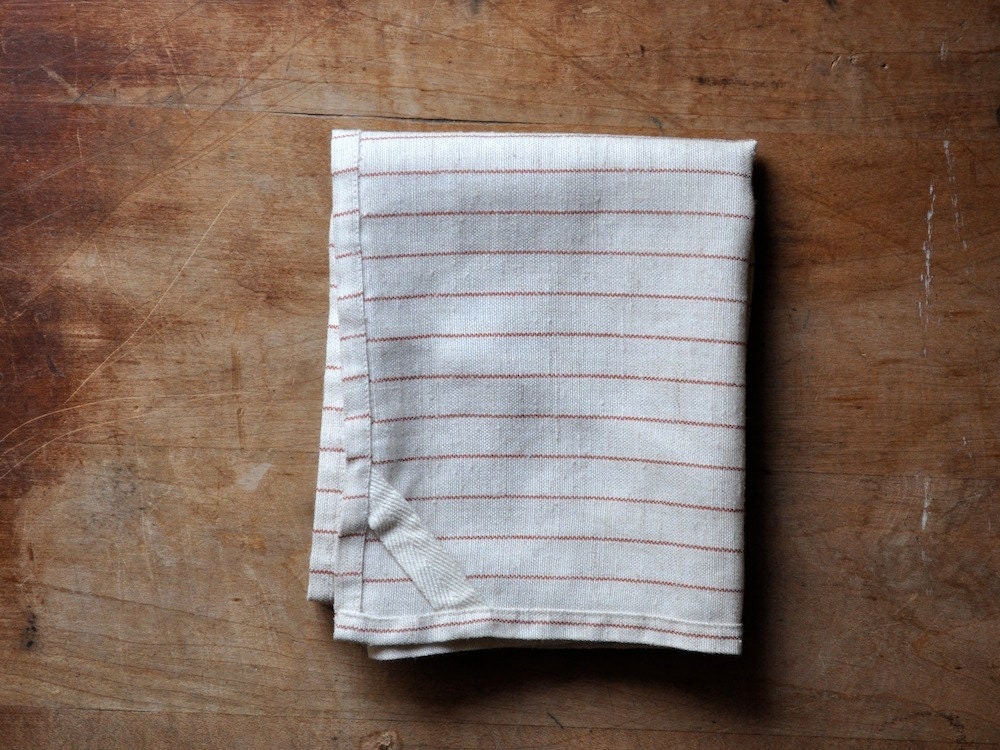 DISH TOWEL - linen red stripe