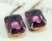 Purple earrings estate style amethyst earrings gift for her under 25 spring plum