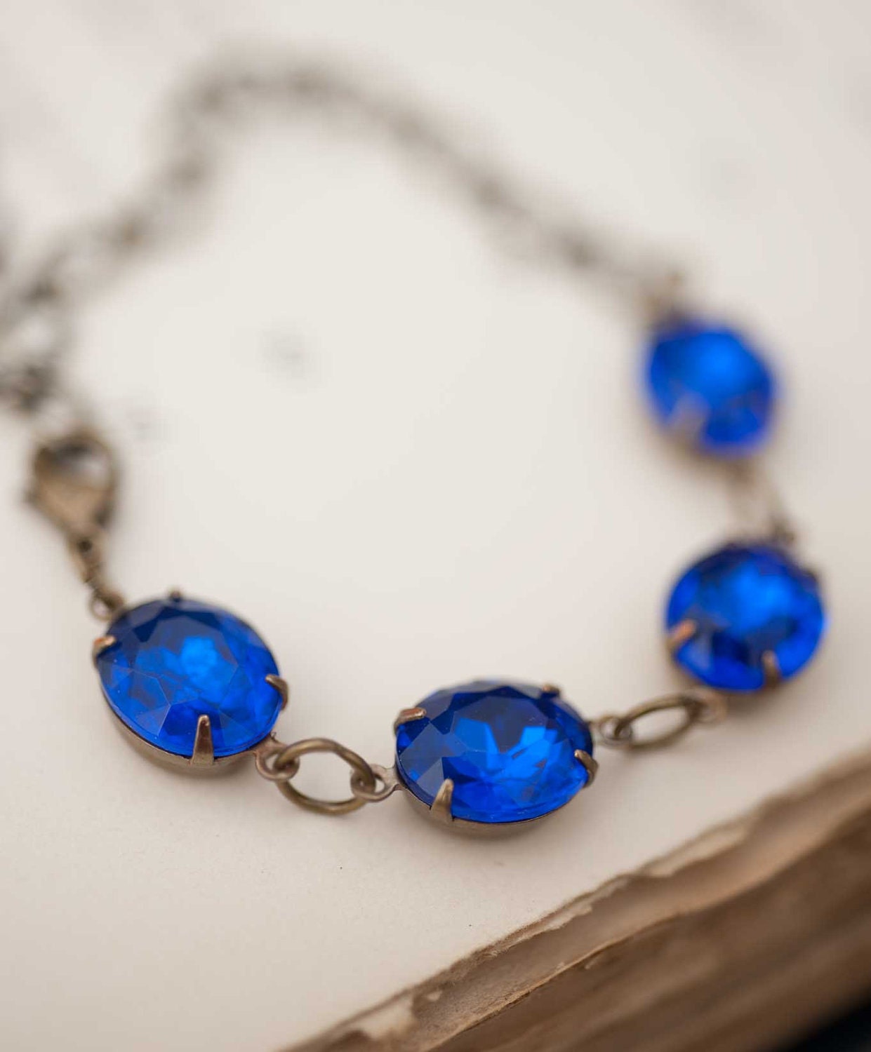 Sapphire Blue Bracelet - Estate Style Vintage Sapphire Jewel - So Blue
