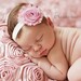 Baby Flower Headband- Light Pink Shabby Frayed Flower on Soft Ivory Elastic Headband