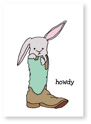 Howdy Bunny - Eco Friendly Greeting Card