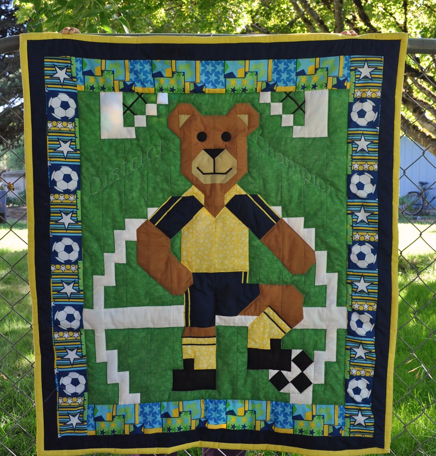Soccer Bear Quilt Pattern  in Multiple Sizes- PDF