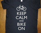 Bicycle Shirt - Keep Calm and Bike On - 7 Colors Available - Kids Tshirt Sizes 2T, 4T, 6, 8, 10, 12 - Gift Friendly