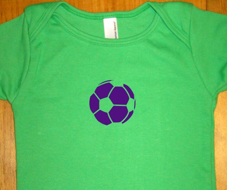 Soccer Shirt - Infant / Baby Lap Tee - in Green or Lavender - Sizes 6-12 month, 12-18 month, and 18-24 month - Gift Friendly
