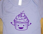 Cupcake Shirt - Infant / Baby Lap Tee - in Green or Lavender - Sizes 6-12 month, 12-18 month, and 18-24 month - Gift Friendly