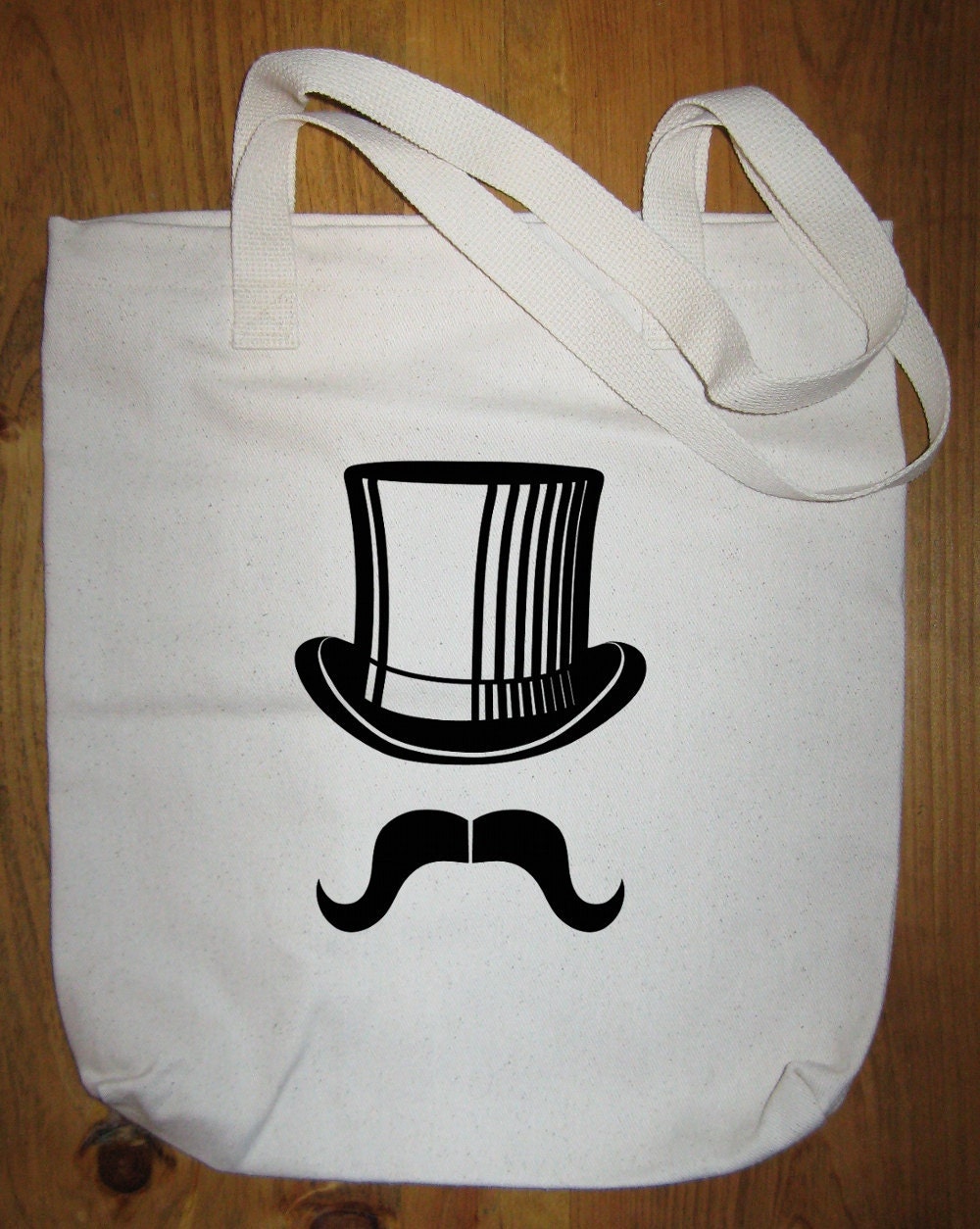 Mustache Bag - Moustache Bag - Top Hat Mustache Tote - Made in USA - Gift Friendly