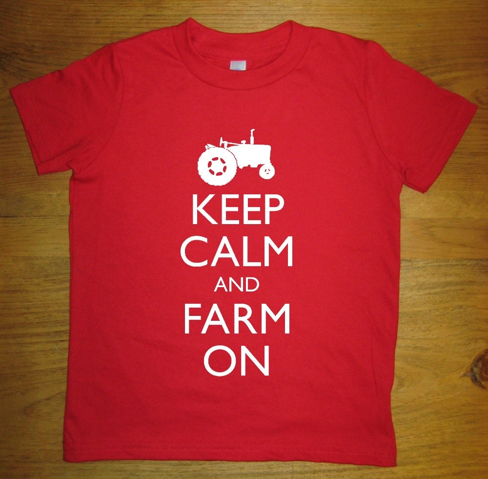 Farm Tractor Shirt - Kids Shirt - Keep Calm and Farm On - 7 Colors Available - Kids Tshirt Sizes 2T, 4T, 6, 8, 10, 12 - Gift Friendly