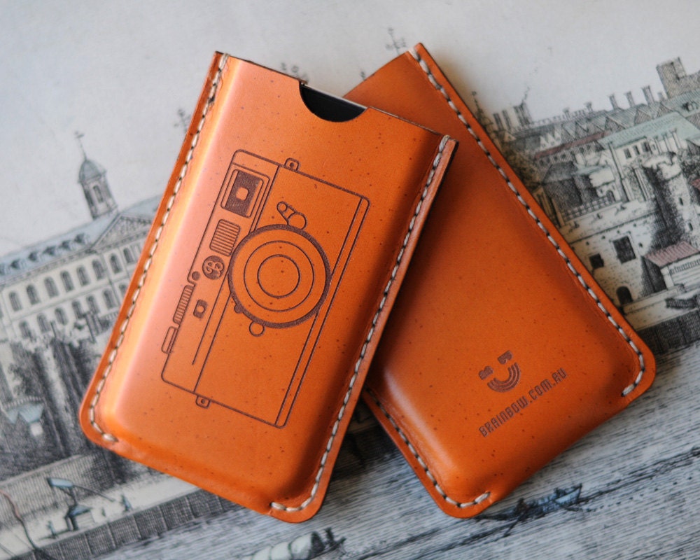 iPhone Leather Case with back pocket  - Camera - bRainbowshop