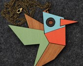 Geometric Hummingbird Necklace / Brooch