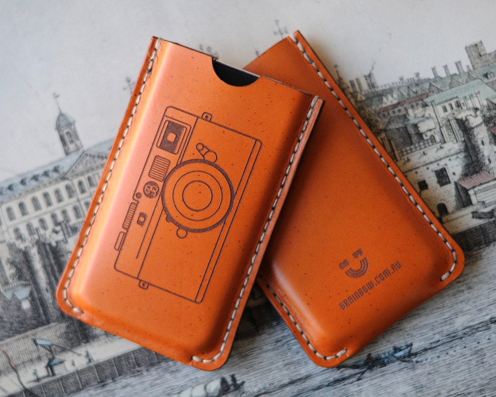 iPhone Leather Case with back pocket  - Camera