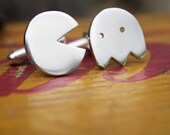 mens cufflinks pacman geek gaming arcade nintendo retro handmade sterling silver jewelry best man gift