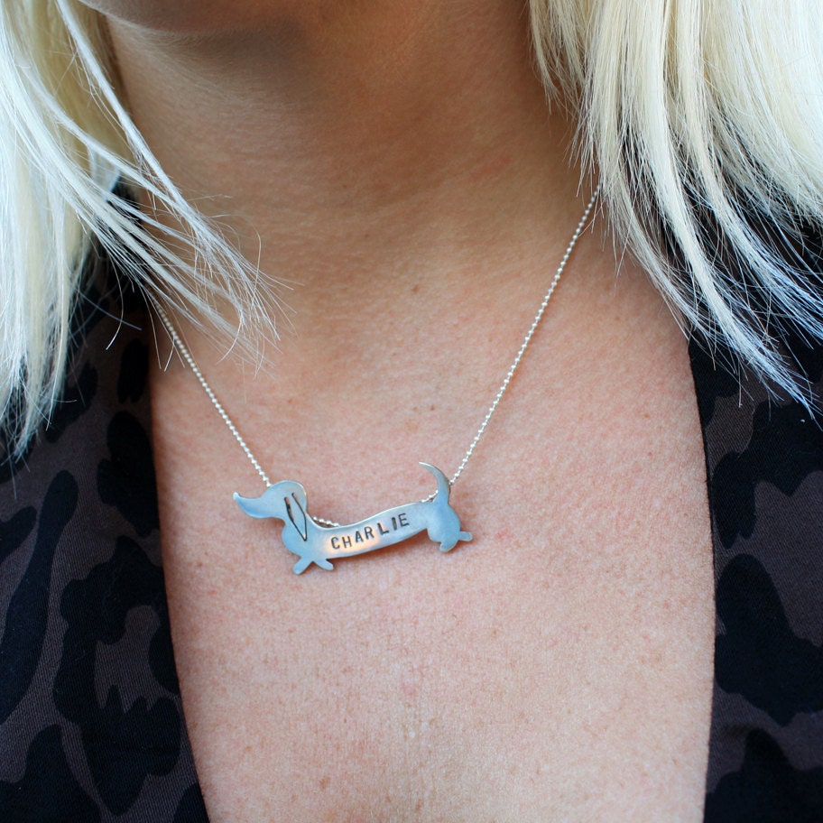 Dachshund Pendant Wiener Dog Jewelry Daschund Necklace Sausauge Dog Love by Lola&Cash