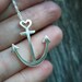 anchor necklace sterling silver anchor pendant with heart detail delicate nautical jewelry