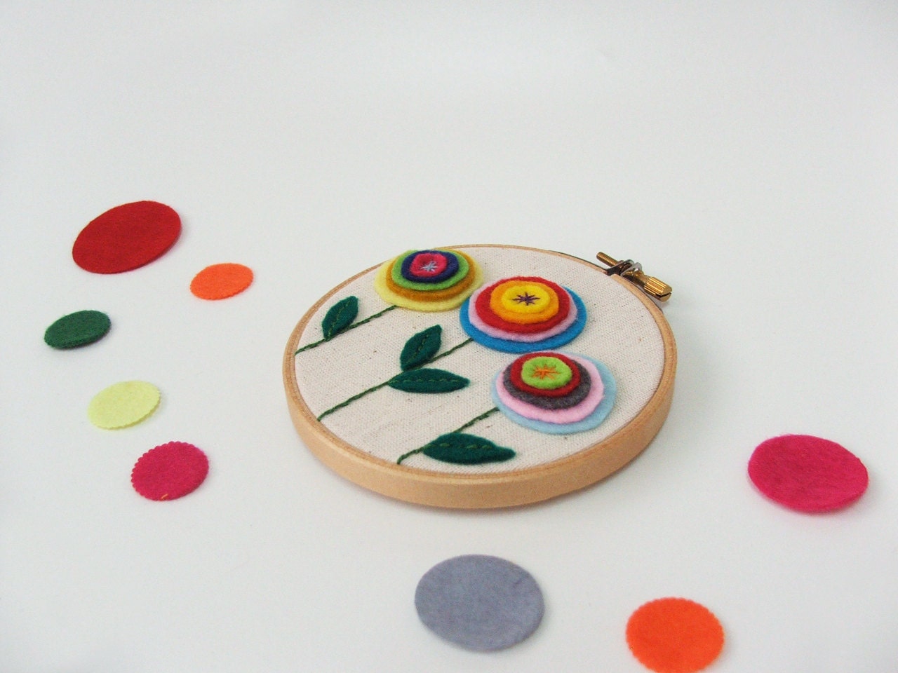 Embroidery hoop wall art - Flowers all around Made to order