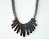 Hemalyke and black spotted feldspar long necklace