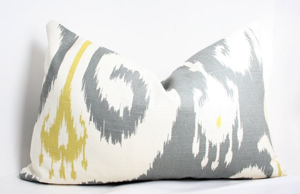 Grey Ikat Designer Pillow Cover 11x17