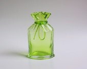 Green Art Glass Bag Vase - 80s