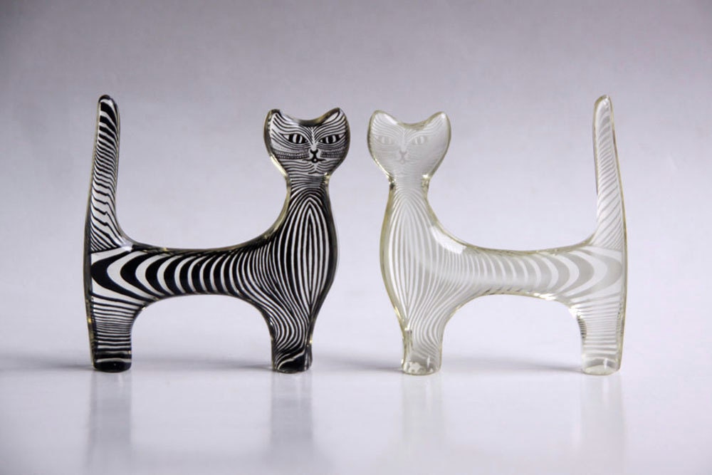 Reserved Abraham Palatnik Set of Two Lucite Cat Figurines - 60s