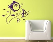 Fish wall decal - Fish and Seaweed wall stickers for nursery, playroom