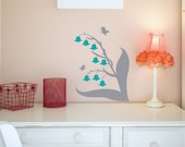 SALE Lilies wall decal. Murals vinyl decal home decor lily flowers butterflies 12 1/2" x 9" FREE US Shipping