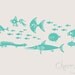 SALE Fish Vinyl Nursery Wall Decal. School of 26 fishies nursery decor playroom ranging in size from 2 " to 10".