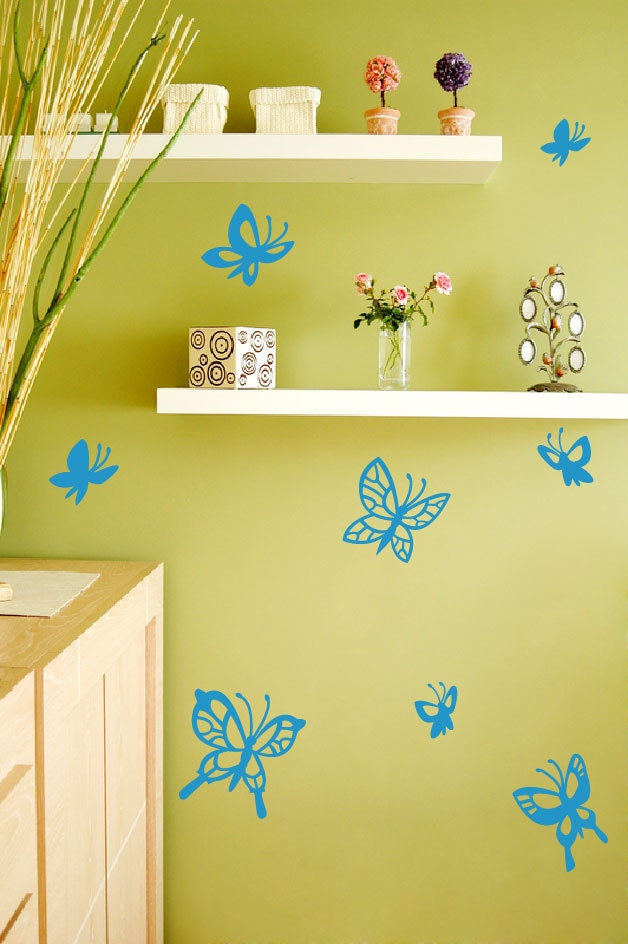 Butterflies wall Decals. FREE US Canada shipping 8 original butterflies flying wall Nursery decor
