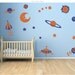 Space theme decal sticker. Space, spaceships and stars wall decal. Planets cute stars moon wall stickers