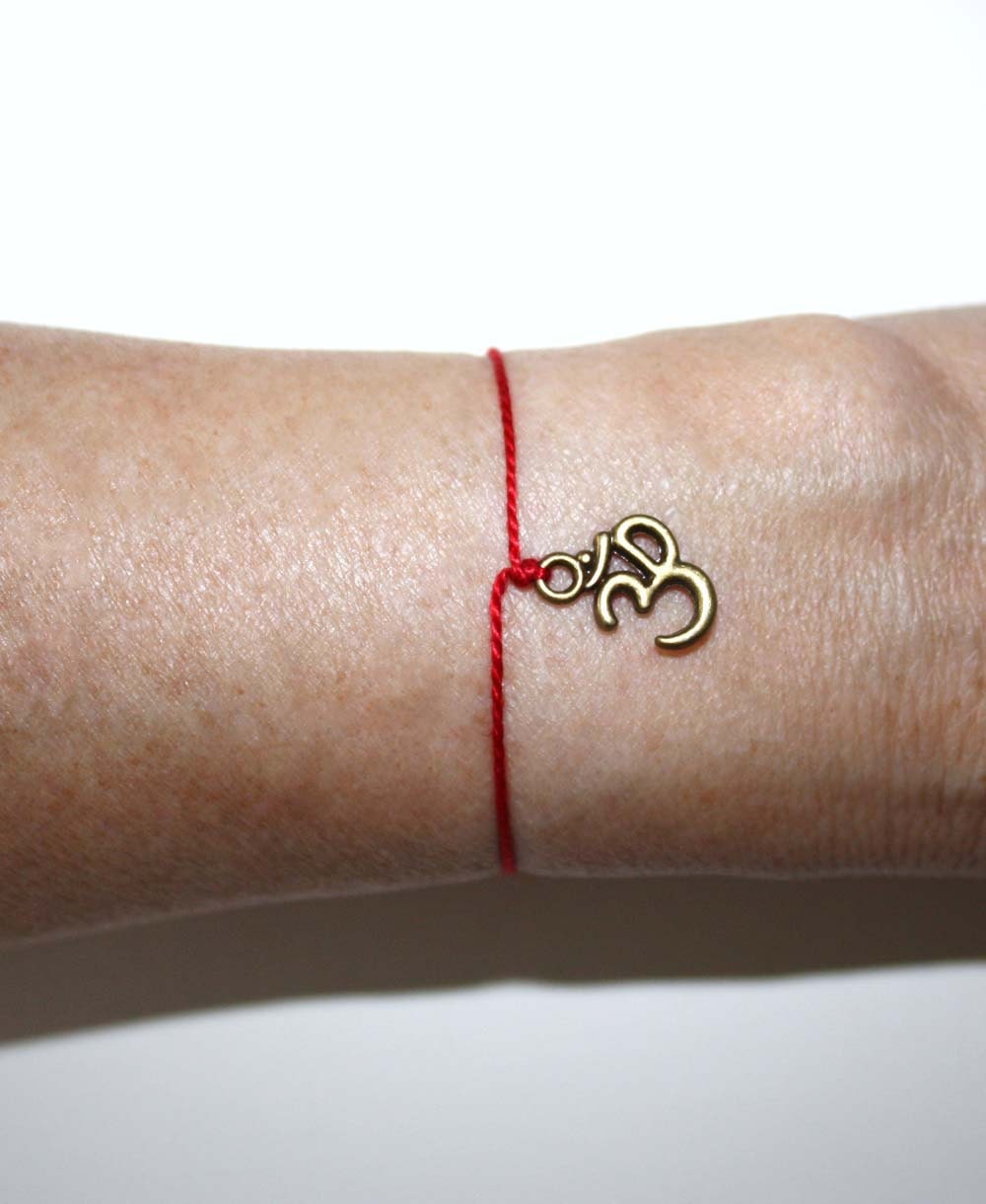 Om Wish Bracelet, Ohm, Aum, Antique Brass
