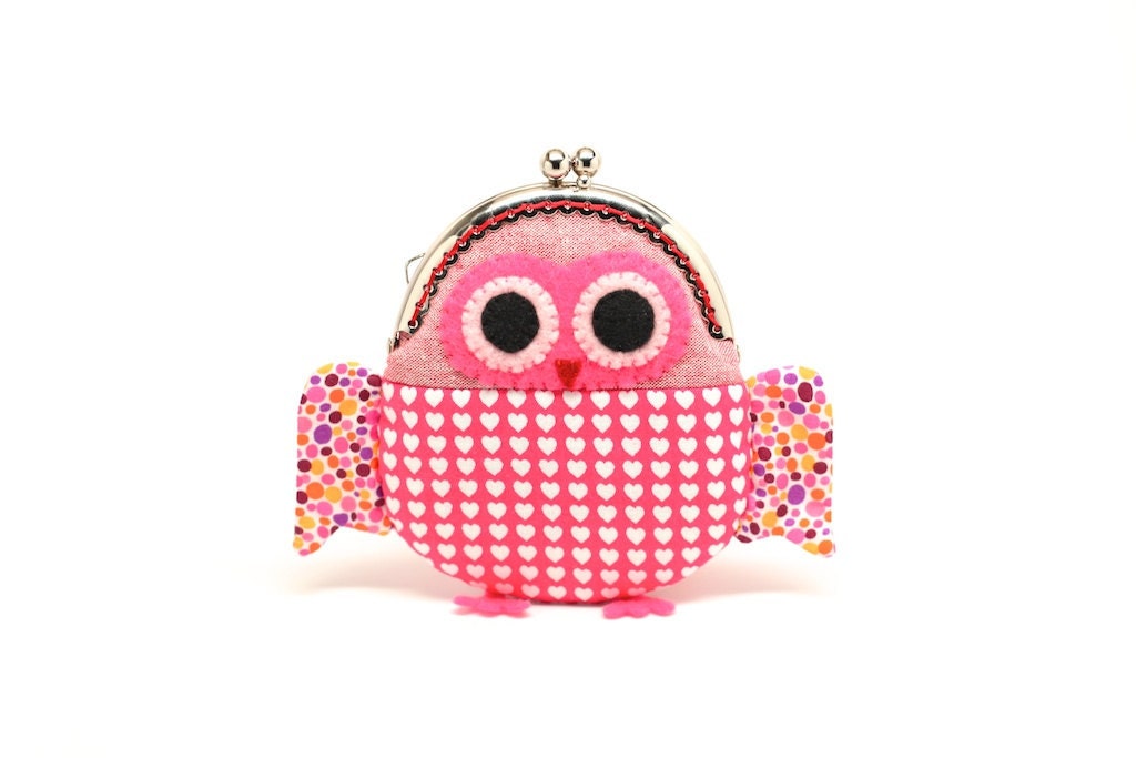 Cute hearty red owl clutch purse