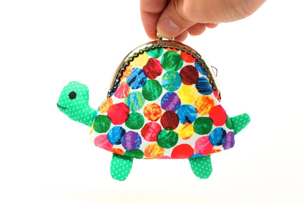 Cute green turtle clutch purse