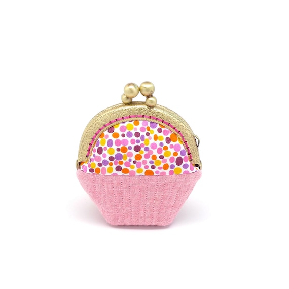 Whimsical red cupcake mini coin purse