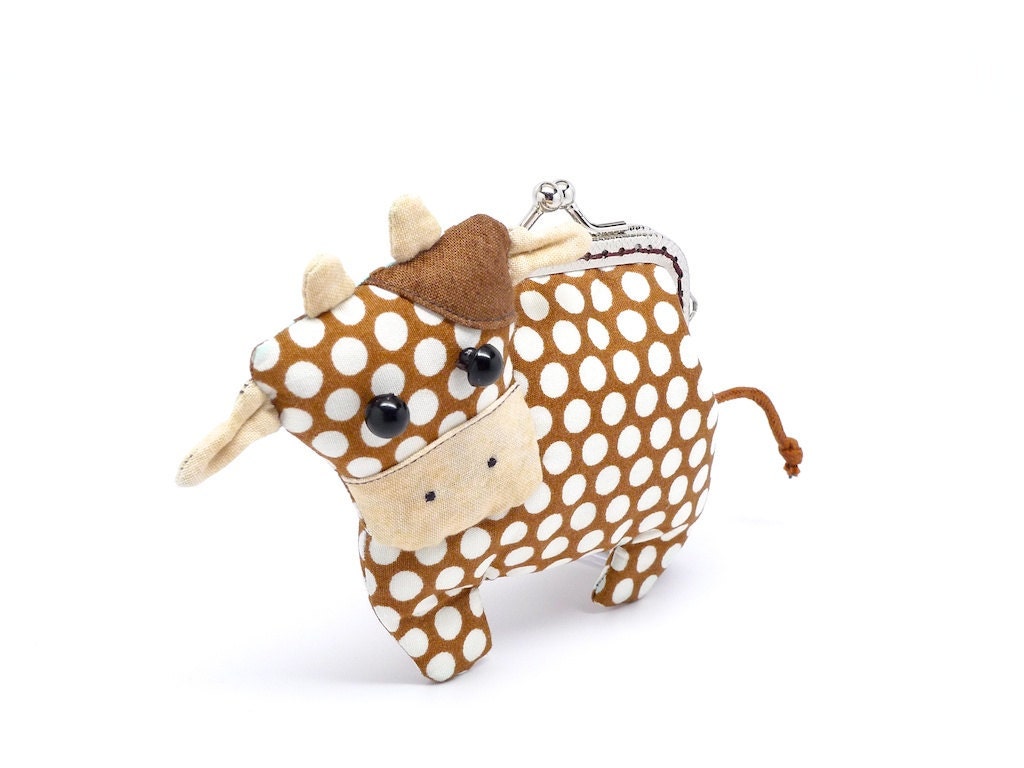 Little chocolate brown cow clutch purse