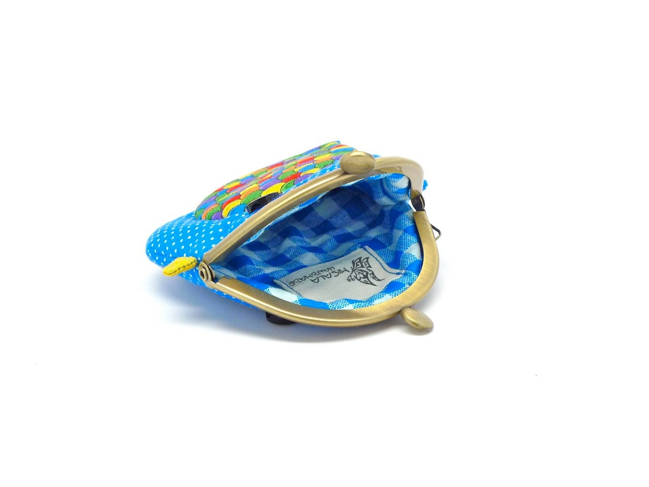 Cute ocean blue bird clutch purse