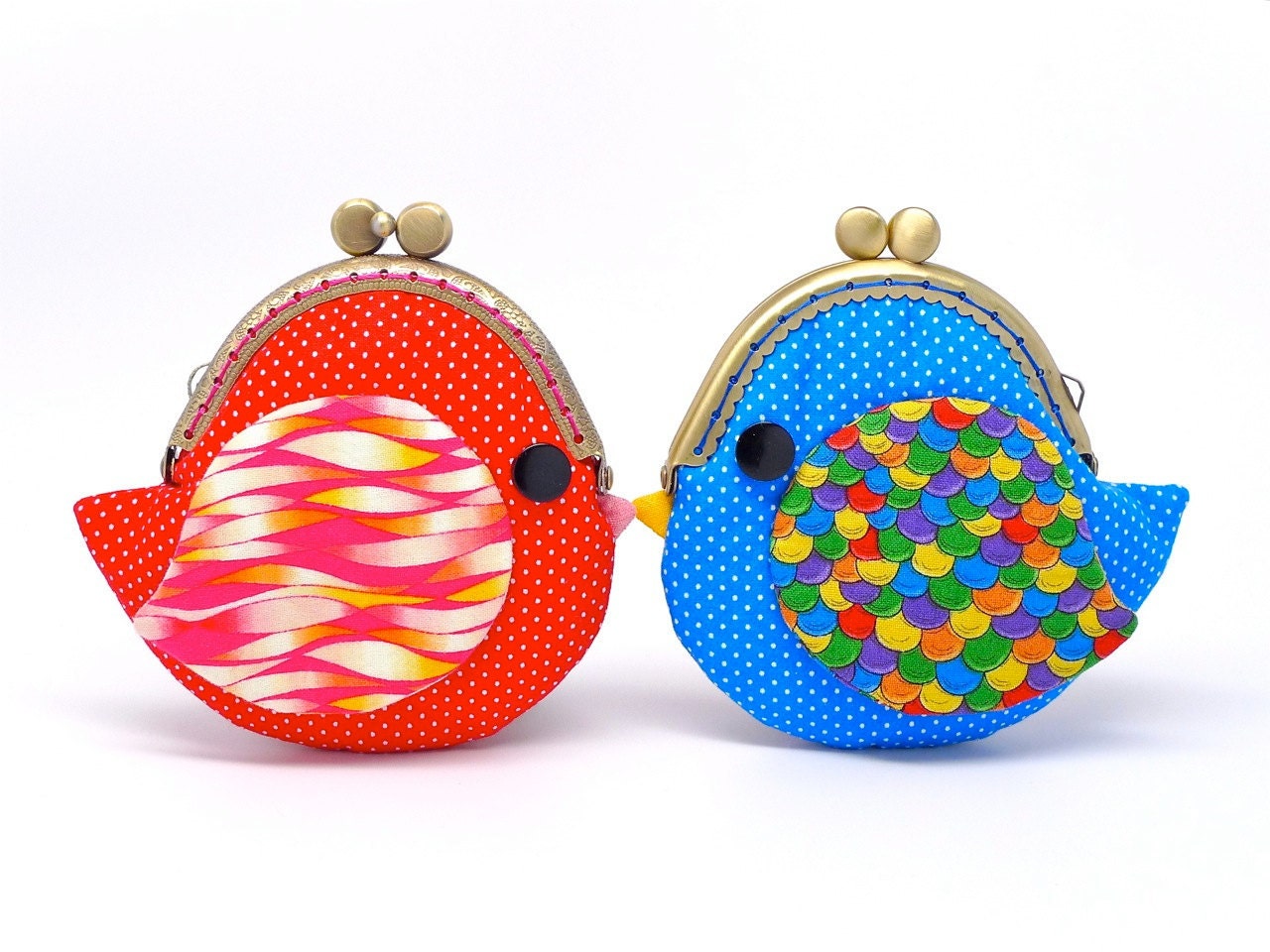 Cute ocean blue bird clutch purse