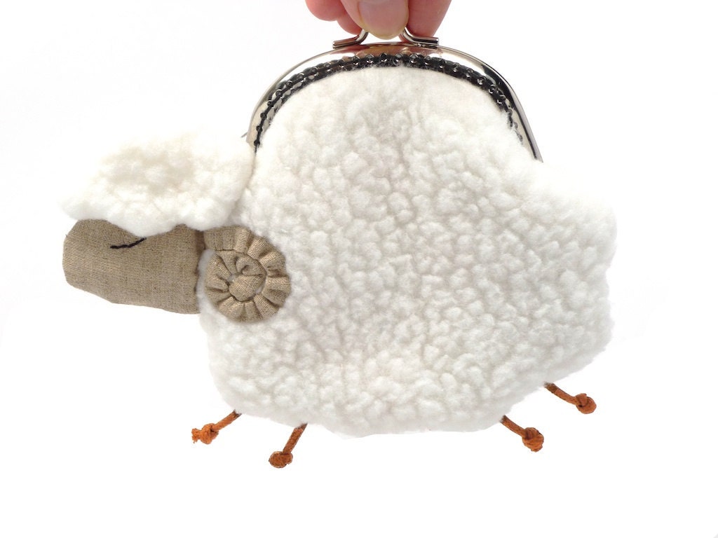 Little white sheep clutch purse