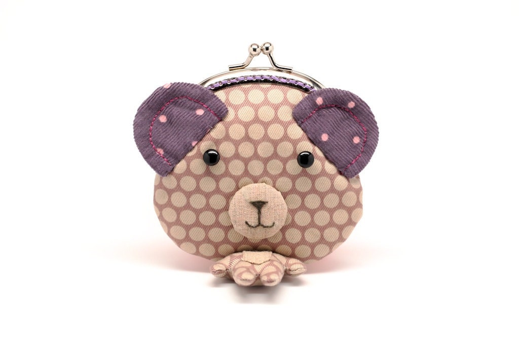 Little grey bear clutch purse