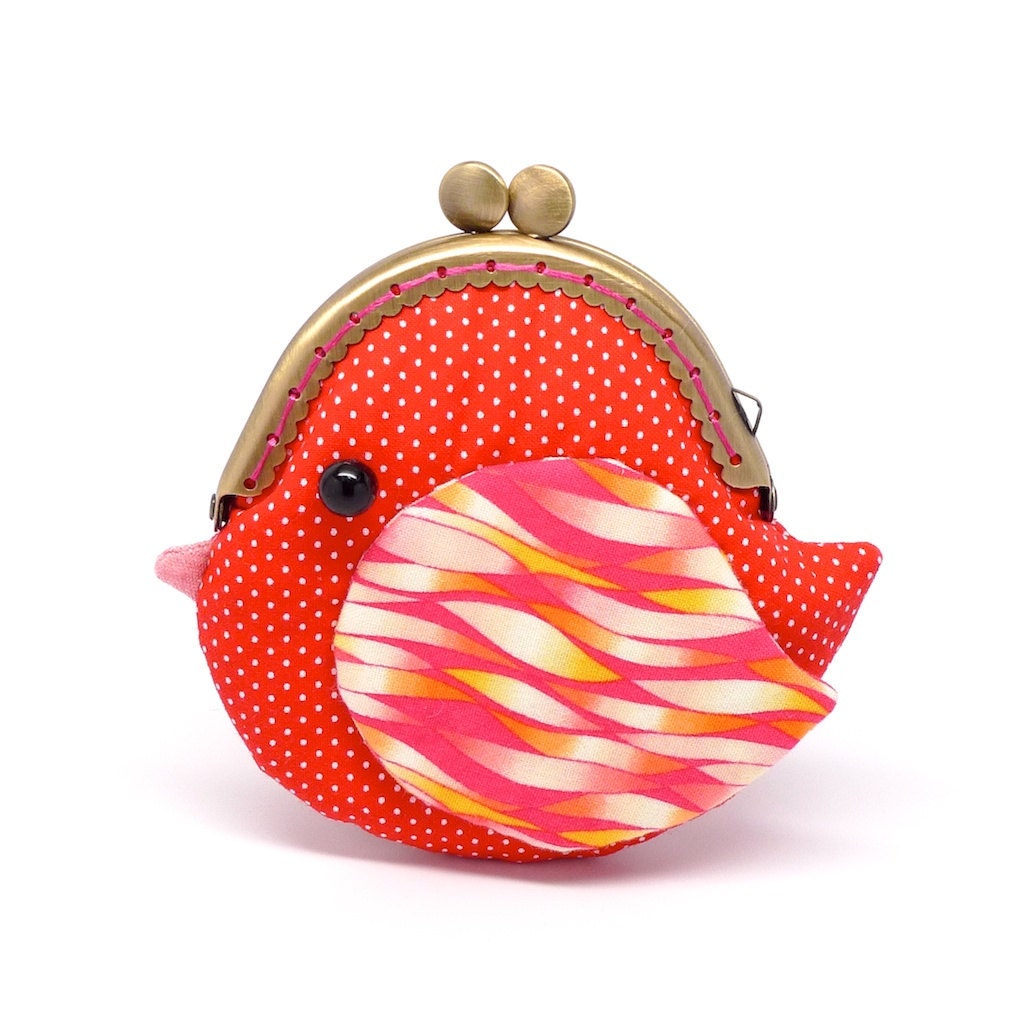 Cute fiery red bird clutch purse