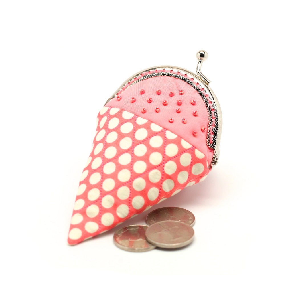 Strawberry ice cream mini coin purse