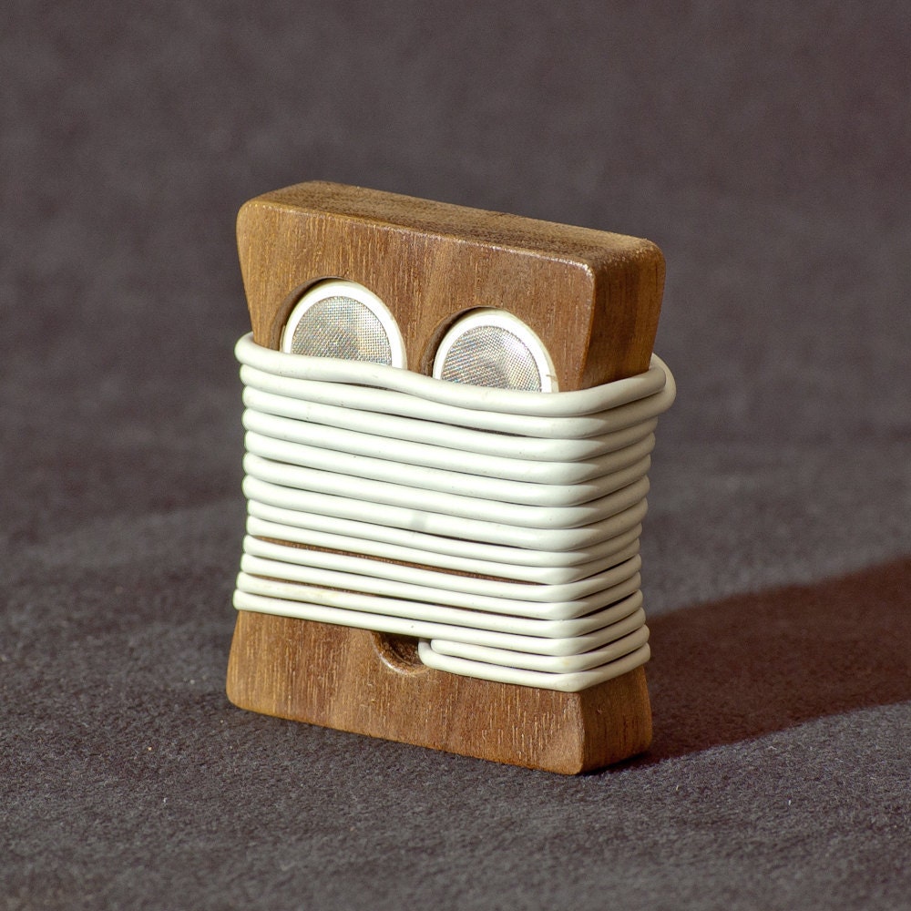 Walnut "Oh Face" Earbud Holder