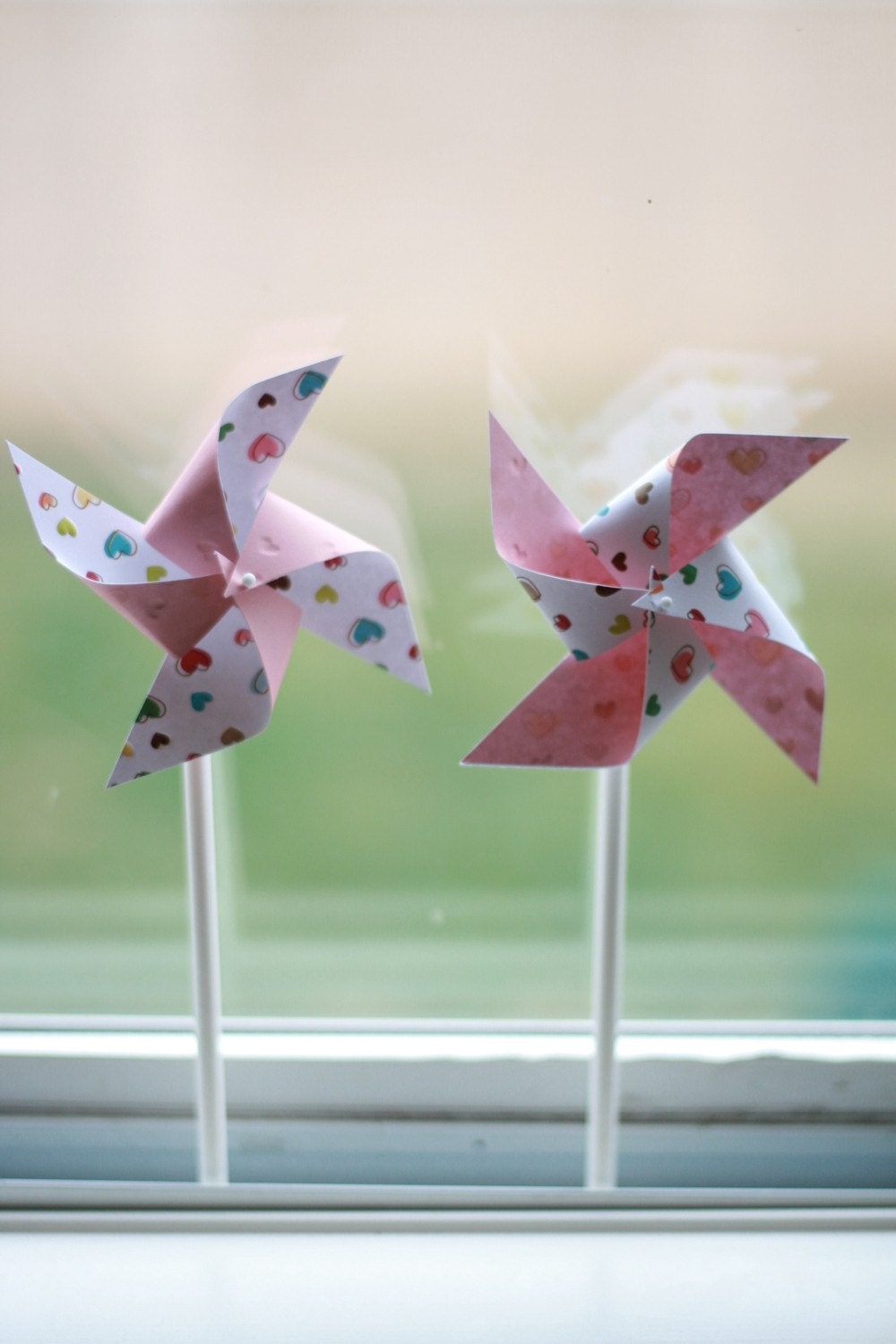 Wedding decor 12 Mini Spinnable Heart Pinwheels (Custom orders welcomed)