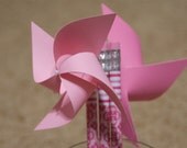 Pink Wedding Favors 6 Mini Pinwheel pencils (Custom orders welcomed)