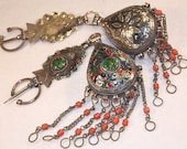 Moroccan Berber Fibula Pair - Green Glass
