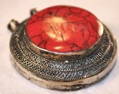 Tribal Pendant - Large Red Howlite